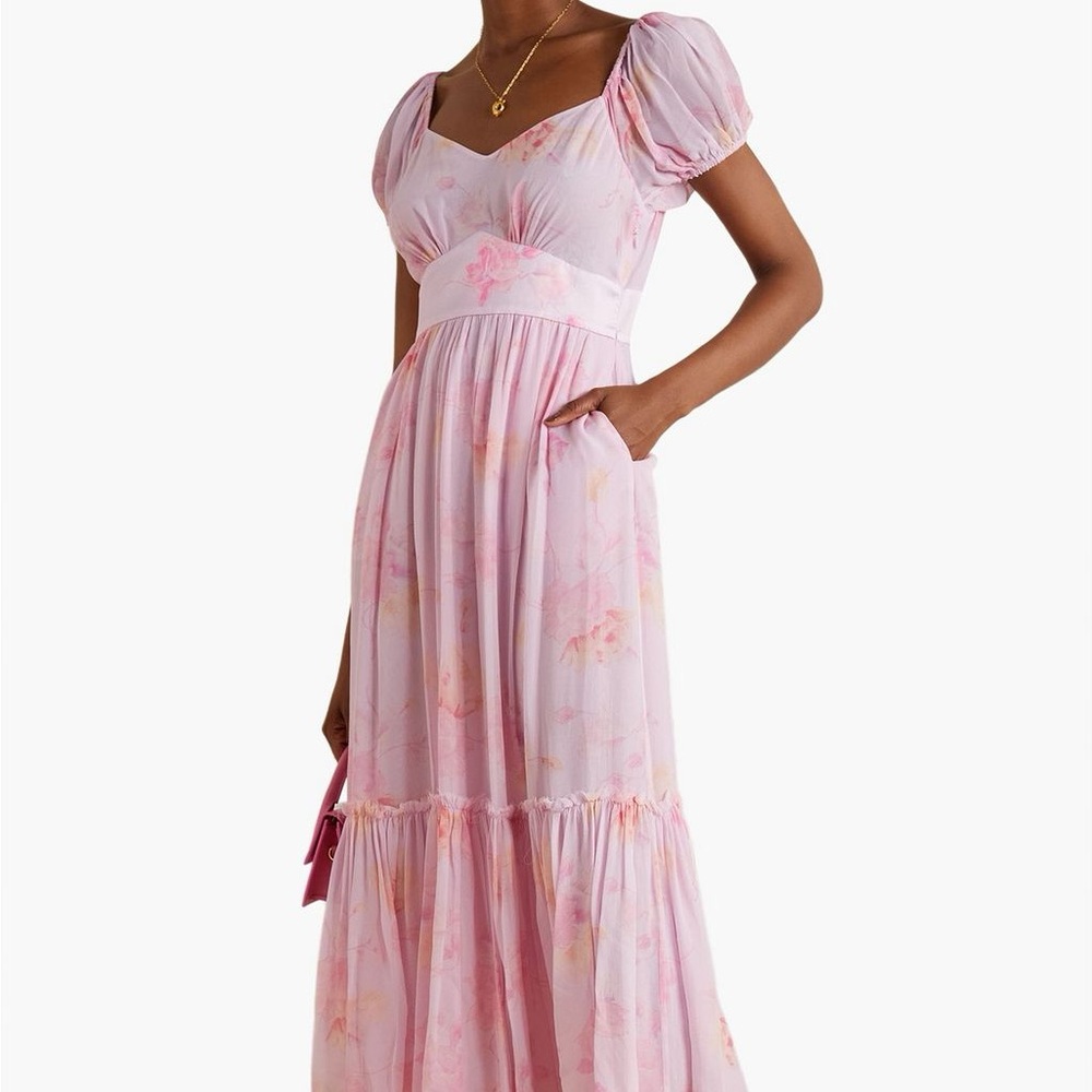 $695 LoveShackFancy 🎀 Size 0 🎀 Angie Dress Summer Morning pink floral Midi NWT